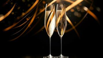 glasses of champagne, celebration drink generative ai photo