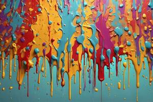 Dripping Paint Texture, Colorful Dripping Paint Background, Paint Dripping Wallpaper, Dripping Ink Background, Ai Generative photo