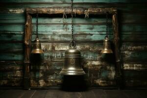 Old retro copper bells photo