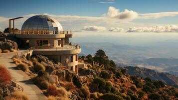 Huge astronomical observatory against the blue sky. photo