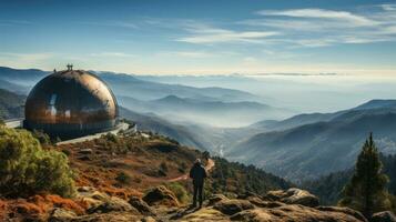 Huge astronomical observatory against the blue sky. photo