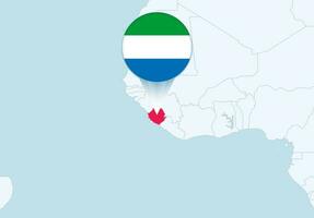 África con seleccionado sierra leona mapa y sierra leona bandera icono. vector