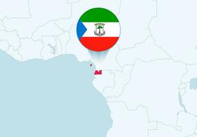 Africa with selected Equatorial Guinea map and Equatorial Guinea flag icon. vector