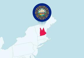 unido estados con seleccionado nuevo Hampshire mapa y nuevo Hampshire bandera icono. vector