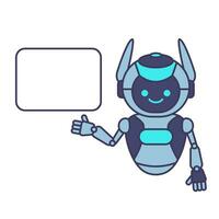 Robot holding blank poster banner or showing information vector