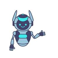 Robot presenting or welcoming gesture vector illustration. Robot mascot character illustration design