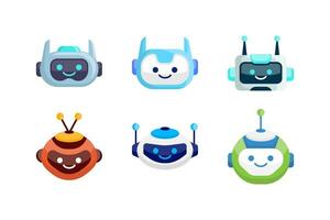 Robot Head Avatar Vector Design. Cartoon Mascot Robot Head Icon Design