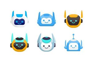 Robot Head Avatar Vector Design. Cartoon Mascot Robot Head Icon Design