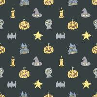 Seamless Halloween pattern. Doodle Halloween background vector