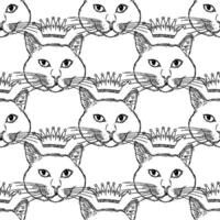 Seamless cat pattern. Funny cat background vector