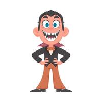 A man wearing a costume as a vampire. This is a Halloween-related topic. Cartoon style, Vector Illustration