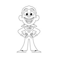 A person who is dressed like a vampire for Halloween and is funny.Linear style. vector