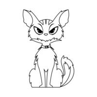 A pretty cat with a silly look is sitting.Linear style. vector