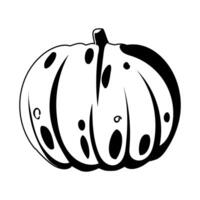 This large pumpkin symbolizes the season when leaves change colors and Halloween.Linear style. vector