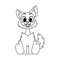 There is an adorable cat with a silly face just sitting.Linear style. vector