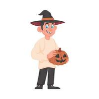 A person dressed as a vampire in a costume. This topic is about Halloween. Cartoon style, Vector Illustration