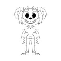 This is a funny and strange character from a cartoon. Childrens coloring page. vector