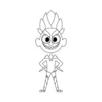 This cartoon character is unique and different from all others. Childrens coloring page. vector