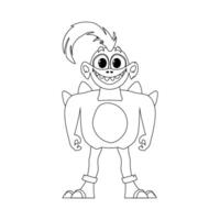 This cartoon character is different from the rest and has unique abilities. Childrens coloring page. vector