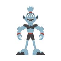 This is a silly and amusing blue creature. Cartoon style. vector