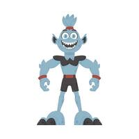 This is a silly and amusing blue creature. Cartoon style. vector