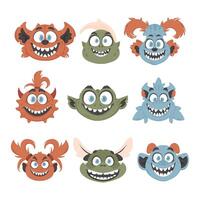 Huge collection of silly and amusing monster expressions . Cartoon style. vector