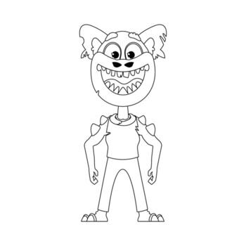 This cartoon character is unique and stands out because it has abilities that no one else has. Childrens coloring page. vector