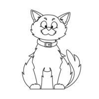 A very cute cat with a funny expression is just sitting.Linear style. vector