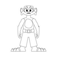 This cartoon character is not like the rest and has special skills. Childrens coloring page. vector