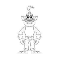 This cartoon character is different and one-of-a-kind. Childrens coloring page. vector