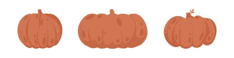 Many big, orange pumpkins during the fall season. Cartoon style. vector