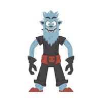 This creature is strange, enjoyable, and has a blue color. Cartoon style. vector