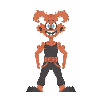 This is a funny and entertaining orange creature. Cartoon style.
