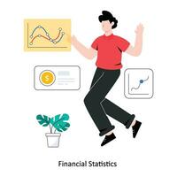 Ilustración de vector de diseño de estilo plano de estadísticas financieras. ilustración de stock