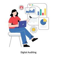 Digital Auditing Flat Style Design Vector illustration. Stock illustration