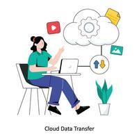 Cloud Data Transfer Flat Style Design Vector illustration. Stock illustration