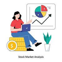 ilustración de vector de diseño de estilo plano de análisis de mercado de valores. ilustración de stock