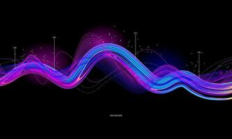 abstract wave background with colorful lines vector