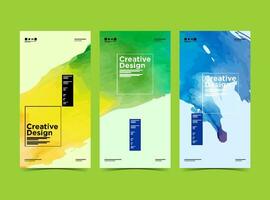 three vertical banners with colorful paint strokes vector