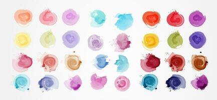 colorful watercolor paint splatters set vector