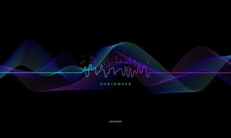a black background with a wave voice audio vector