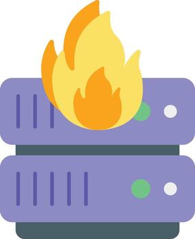 server burn flat icon color design style vector