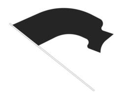 Big waving flag flat monochrome isolated vector object. Flag blows away in wind. Editable black and white line art drawing. Simple outline spot illustration for web graphic design