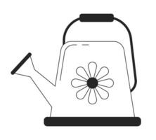 Water can flat monochrome isolated vector object. Gardening equipment. Editable black and white line art drawing. Simple outline spot illustration for web graphic design