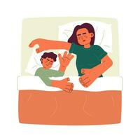 tomando un siesta con bebé plano concepto vector Mancha ilustración. dormido en uno cama. madre y niño 2d dibujos animados caracteres en blanco para web ui diseño. paternidad aislado editable creativo héroe imagen