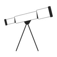 Optical telescope flat monochrome isolated vector object. Observing space. Science. Editable black and white line art drawing. Simple outline spot illustration for web graphic design