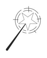 Magic wand flat monochrome isolated vector object. Witchcrafting. Magic tricks. Star on stick. Editable black and white line art drawing. Simple outline spot illustration for web graphic design