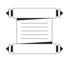 Ancient manuscript flat monochrome isolated vector object. Message on paper roll. Editable black and white line art drawing. Simple outline spot illustration for web graphic design