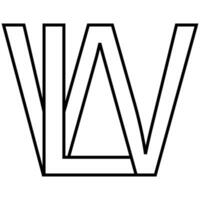 logo firmar lw wl, icono doble letras logotipo w l vector