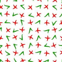 Pattern randomly chaotic situation checkmark green check marks red crosses vector